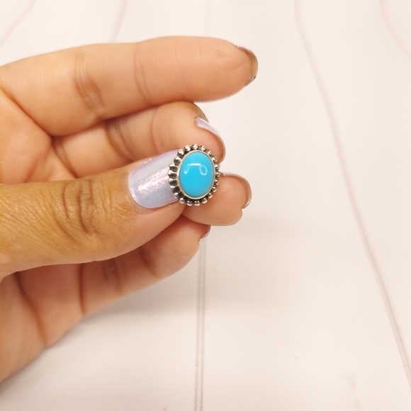 Natural Turquoise Stud Earrings - Picture 5 of 7